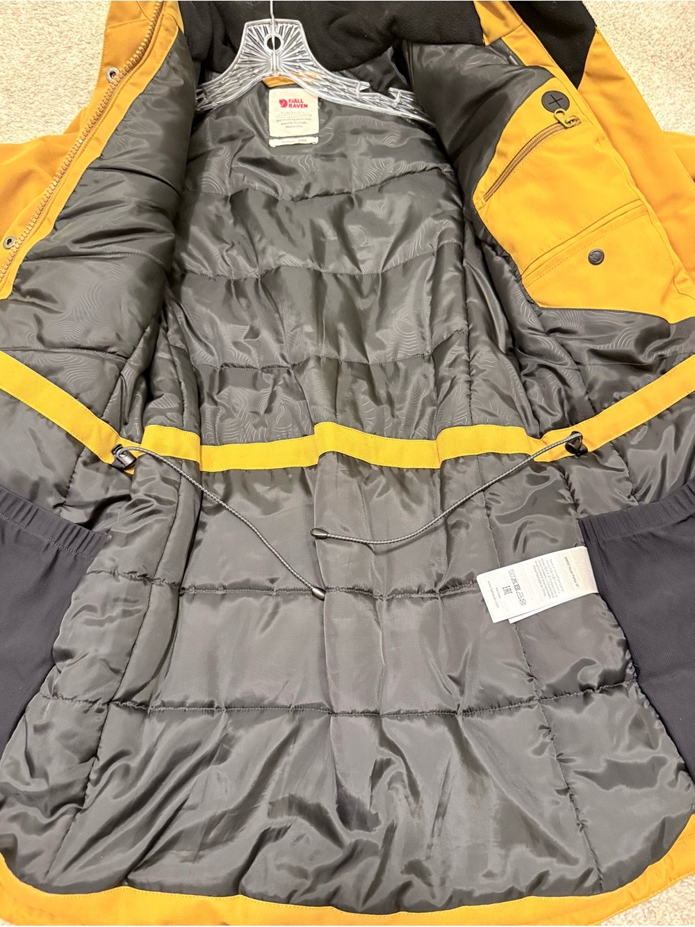 Fjallraven Women’s Nuuk Insulated Parka in Mustard Yellow with Faux-Fur Hood - Picture 9 of 10